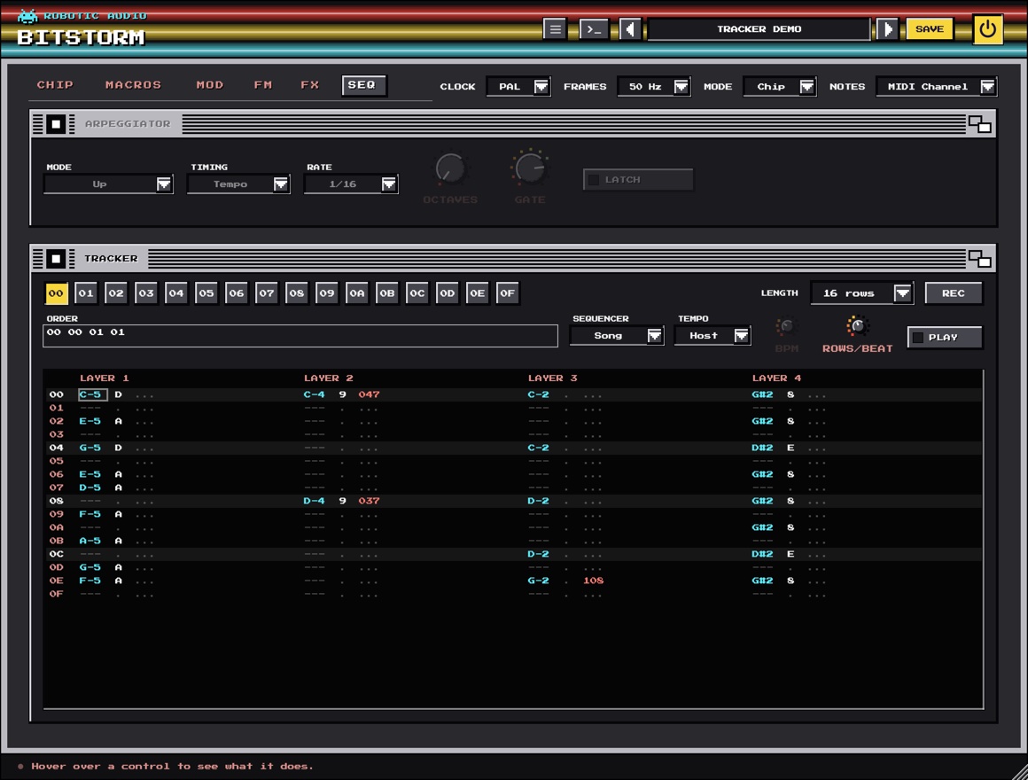 The tracker, a column per layer