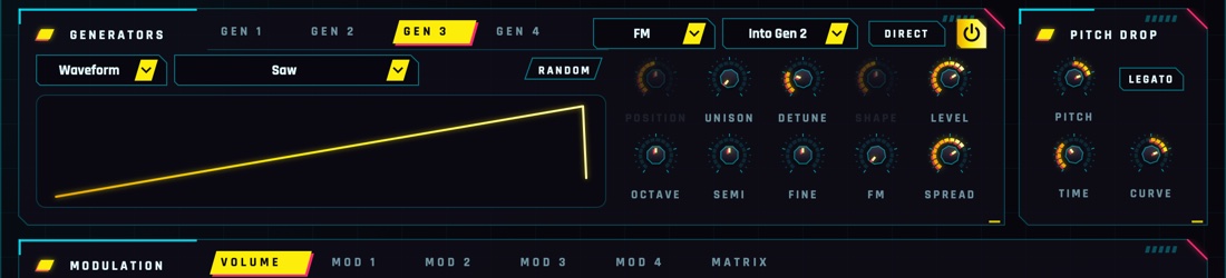Generator 3 set to FM into Generator 2