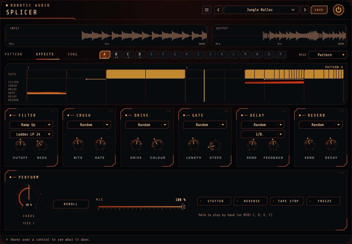 The effects page